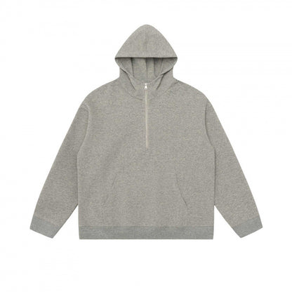 Unisex Hoodie Half-Zip Sweatshirt with Kangaroo Pocket and Ribbed Cuffs Shop Velvia