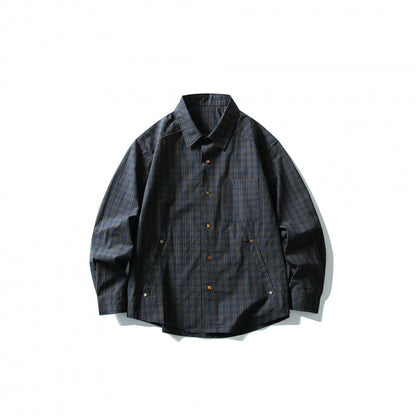 Men's overshirt in check pattern with front pockets and snap button placket Shop Velvia