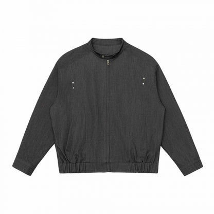 Unisex short jacket in overshirt style with standing collar, zipper, and elastic hem Shop Velvia