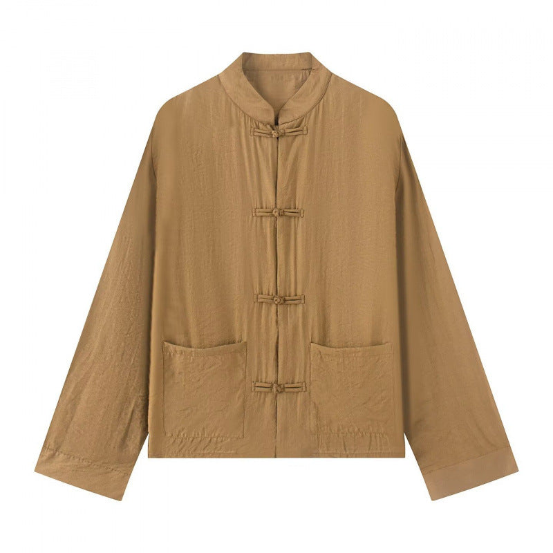 Unisex Lightweight Cotton Tunic with Stand-Up Collar and Traditional Frog Button Closure Shop Velvia