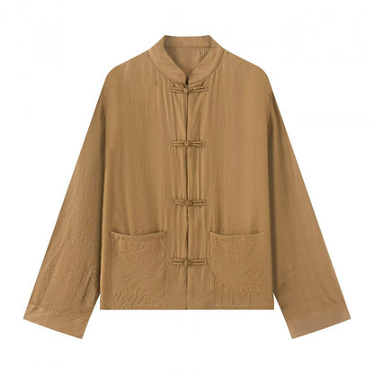 Unisex Lightweight Cotton Tunic with Stand-Up Collar and Traditional Frog Button Closure Shop Velvia