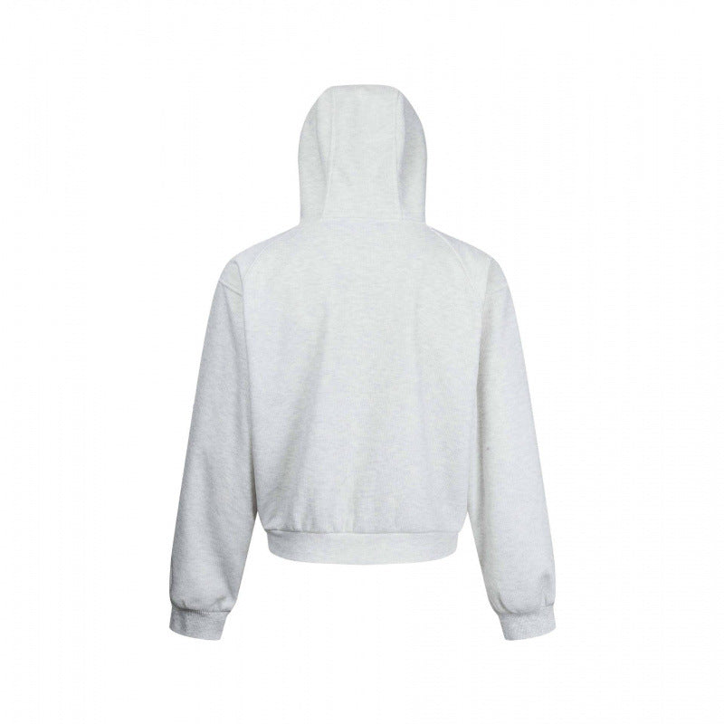 Unisex Short Hoodie Zip Pullover made of French Terry with Raglan Sleeves and Hidden Side Pockets Shop Velvia