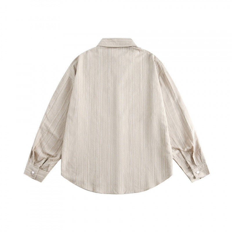 Unisex Oversize striped shirt with chest pocket and rounded hem Shop Velvia