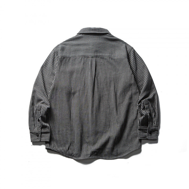 Men's Striped Oversized Shirt made of Washed Cotton Blend with Chest Pocket Shop Velvia