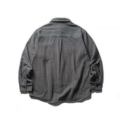 Men's Striped Oversized Shirt made of Washed Cotton Blend with Chest Pocket Shop Velvia