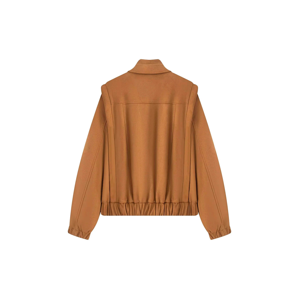 Women's short wool bomber jacket with asymmetrical zipper, stand-up collar, and elastic hem Shop Velvia
