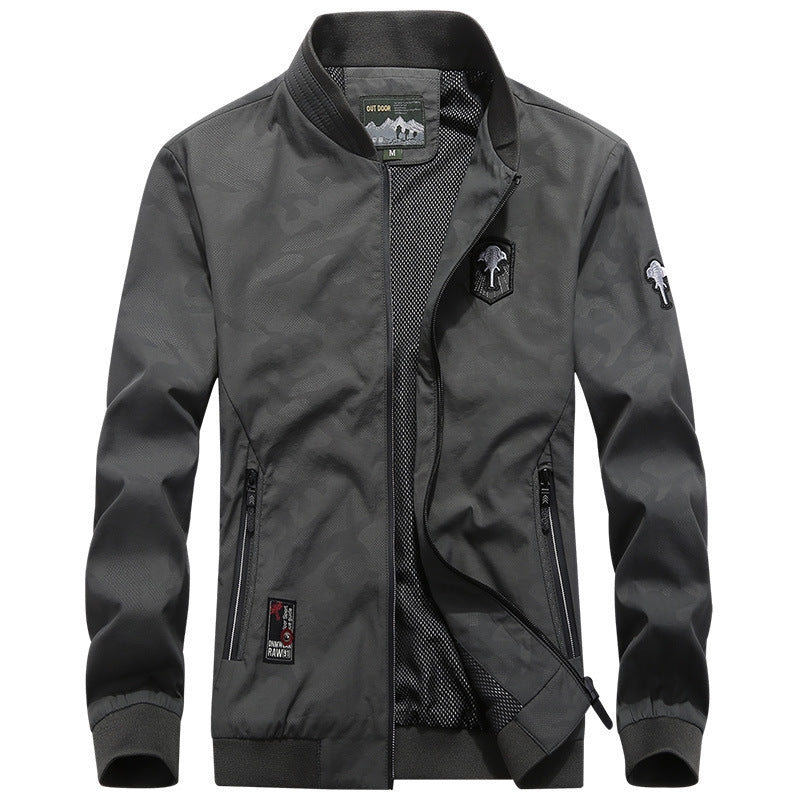 Men's Lightweight Urban Windbreaker Jacket with Mesh Lining, Embroidered Patches and Zipper Pockets Shop Velvia
