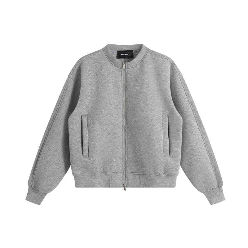 Unisex Boxy-Zip-Bomber Jacket made of French Terry with concealed side pockets and ribbed hem Shop Velvia