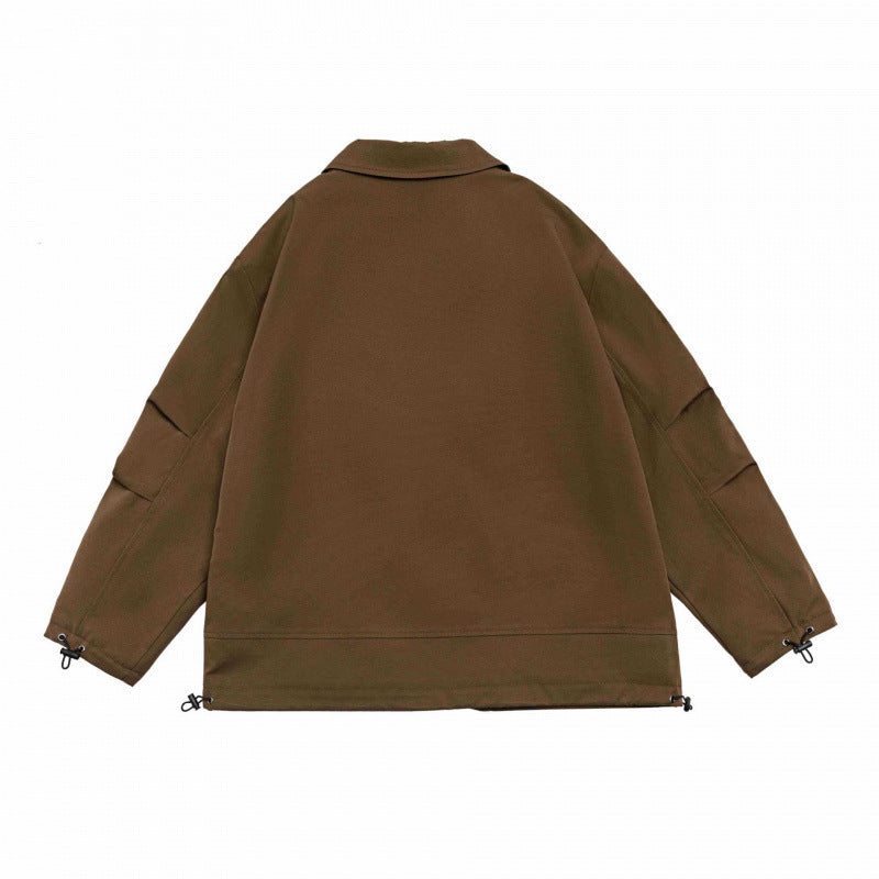 Unisex Oversized Blazer Jacket in Utility Look with Drawstring and Patch Pockets Shop Velvia