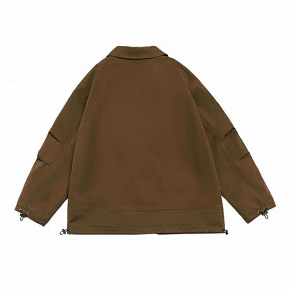 Unisex Oversized Blazer Jacket in Utility Look with Drawstring and Patch Pockets Shop Velvia
