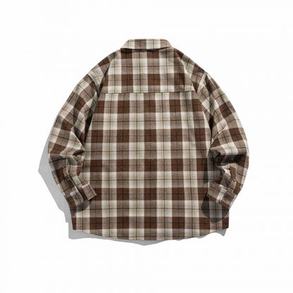 Unisex Boxy Checkered Flannel Shirt Jacket with Patch Chest Pocket and Soft Cotton Feel Shop Velvia