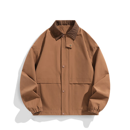 Men's Oversized Utility Jacket with Cord Collar and Snap Front Shop Velvia