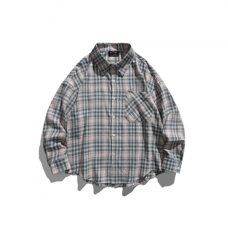 Unisex Oversize Check Shirt Jacket in Boxy Cut with Chest Pocket and Rounded Hem Shop Velvia