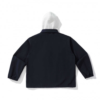 Unisex Two-Layer Overshirt Jacket with Attached Fleece Hood and Snap Button Placket Shop Velvia