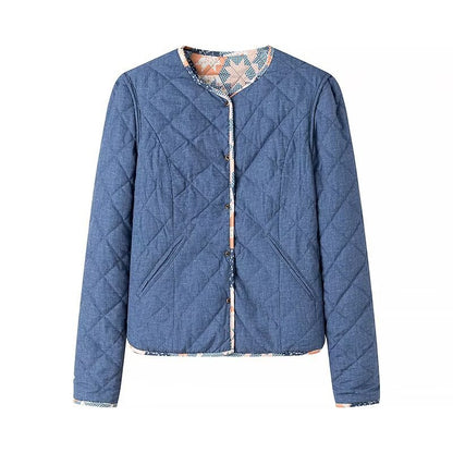 Women's Quilted Short Jacket with Graphic Patchwork Pattern Shop Velvia