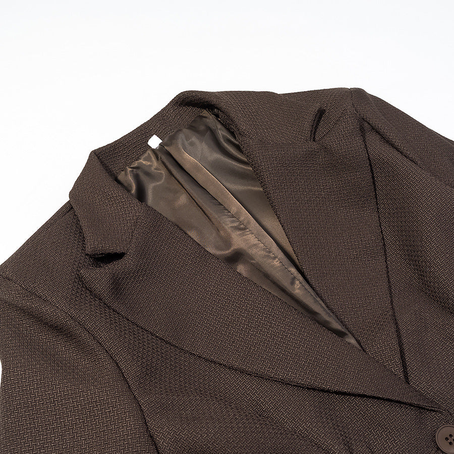 Women Tailored Structured Single-Button Blazer with Gathered Waist and Light Padding Shop Velvia