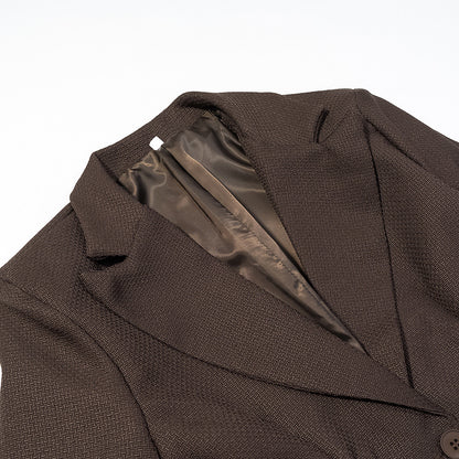 Women Tailored Structured Single-Button Blazer with Gathered Waist and Light Padding Shop Velvia