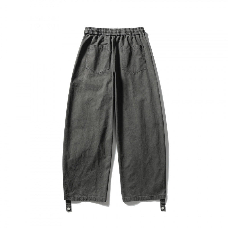 Unisex Wide Cropped Cargo Pants with Drawstring Waistband, Multifunctional Flap Pockets, and Adjustable Leg Straps Shop Velvia