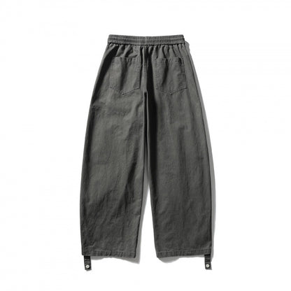 Unisex Wide Cropped Cargo Pants with Drawstring Waistband, Multifunctional Flap Pockets, and Adjustable Leg Straps Shop Velvia