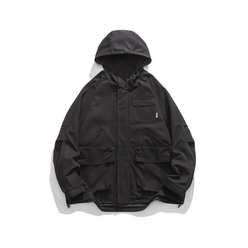 Unisex Boxy-Utility-Hooded Jacket with Multiple Pockets, Adjustable Hem and Windproof Shell Shop Velvia