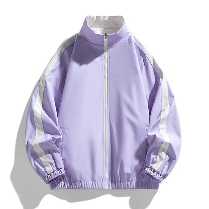 Ladies Lightweight Oversized Training Jacket with Stand-Up Collar, Contrast Stripes and Elastic Hem Shop Velvia