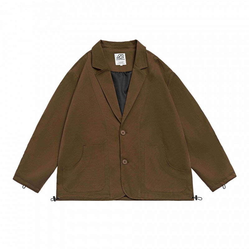 Unisex Oversized Blazer Jacket in Utility Look with Drawstring and Patch Pockets Shop Velvia