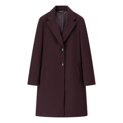 Ladies Elegant Wool Blend Coat in Straight Silhouette with Notched Collar and Piped Insert Pockets Shop Velvia