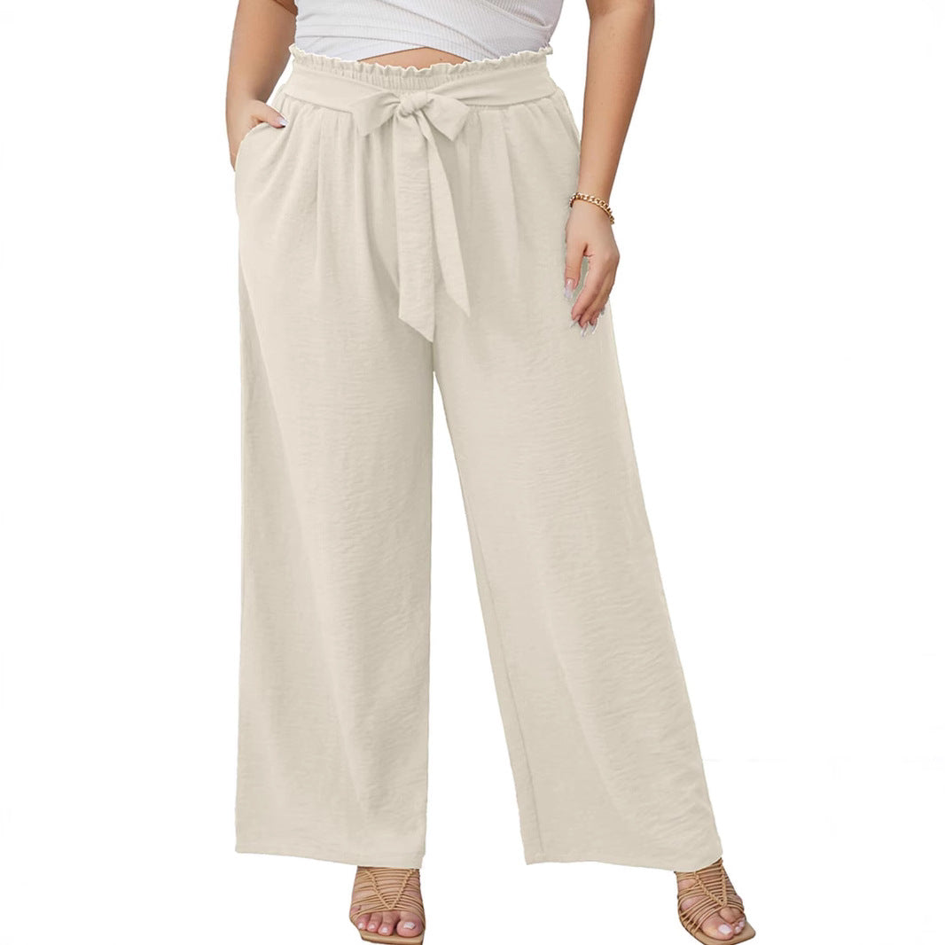 Women's Wide Culottes in Linen Look with Paperbag Waist, Tied Belt and Side Pockets Shop Velvia