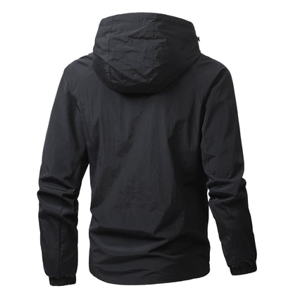 Men's Lightweight Windproof Hooded Outdoor Jacket with Full Zipper and Elastic Cuffs Shop Velvia