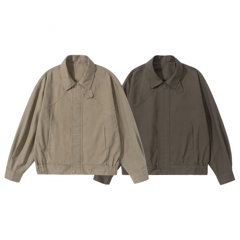 Men's Lightweight Boxy Field Jacket with Shirt Collar, Concealed Button Placket and Elastic Hem Shop Velvia
