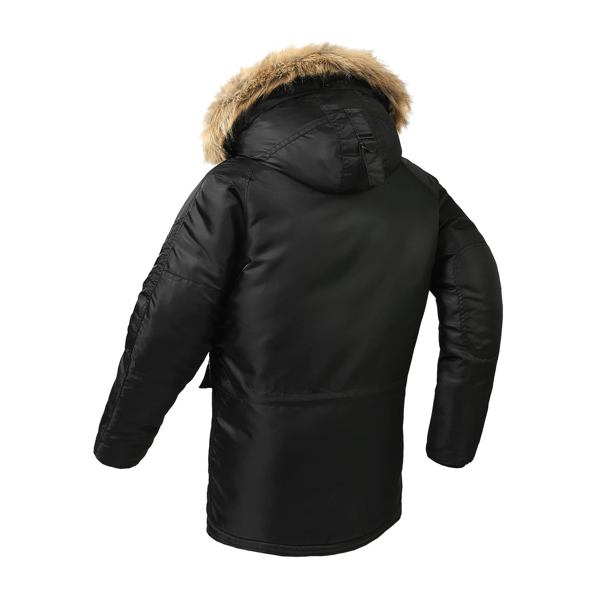 Men's longer thermal insulated parka with faux fur hood and utility pockets Shop Velvia