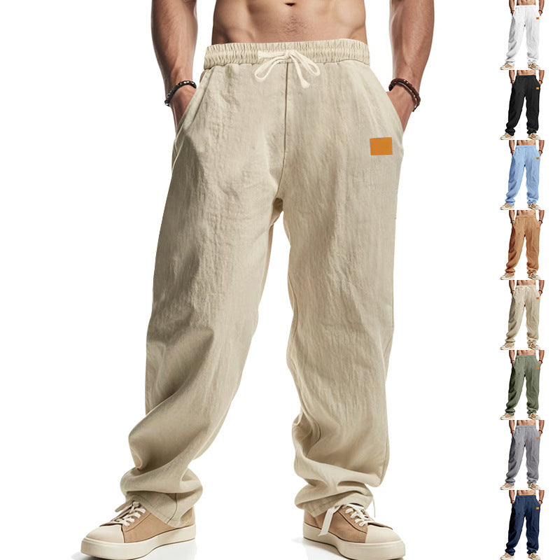 Men's Casual Linen Pants with Elastic Waist and Practical Pockets Shop Velvia