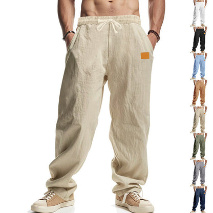 Men's Casual Linen Pants with Elastic Waist and Practical Pockets Shop Velvia