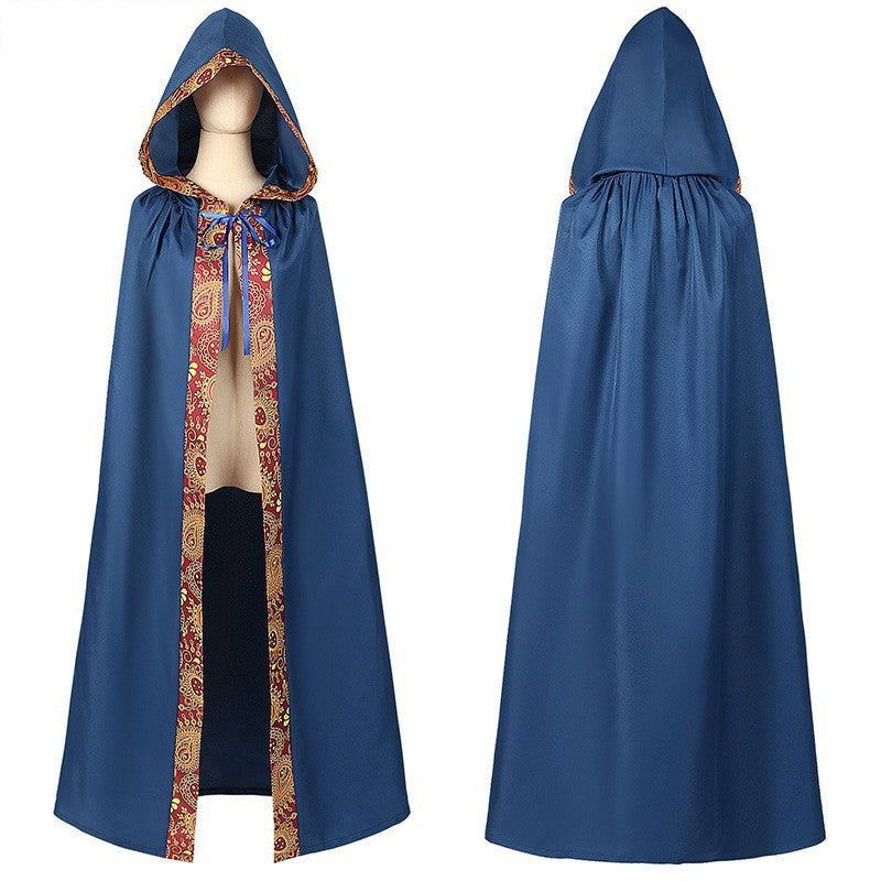 Unisex multi-layered hooded cloak with wide drape and satin ribbon closure Shop Velvia