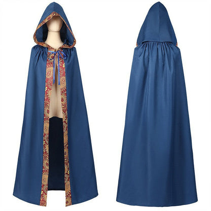 Unisex multi-layered hooded cloak with wide drape and satin ribbon closure Shop Velvia