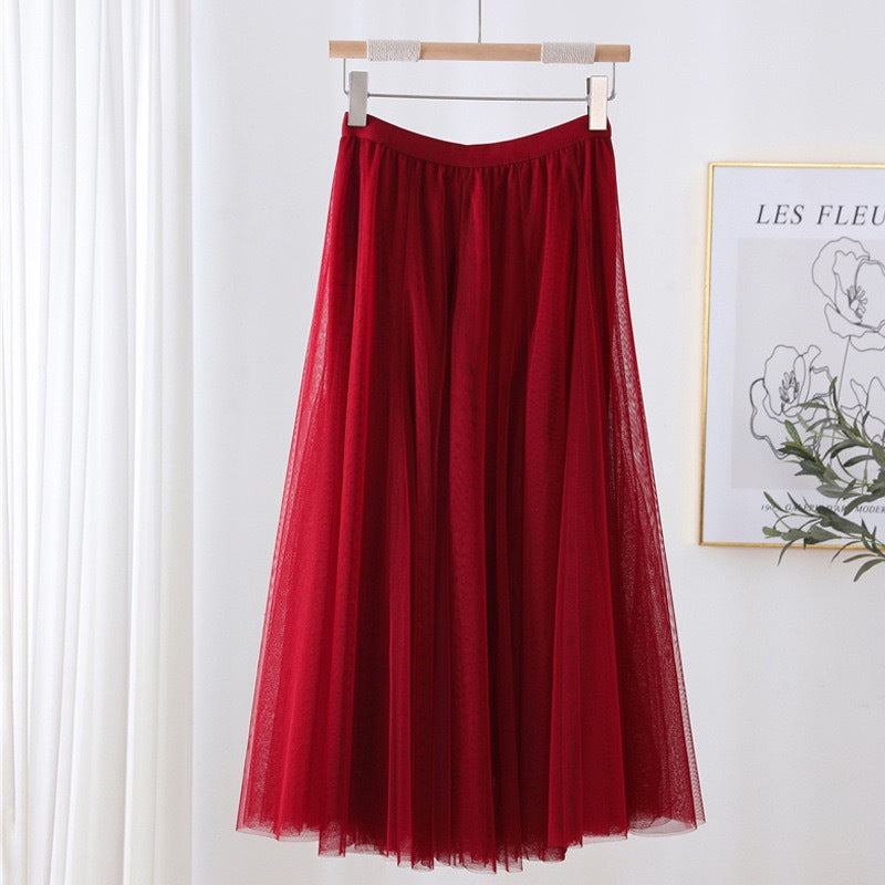 Women's Tulle Skirt Layered Floor-Length A-Line Elastic Waistband