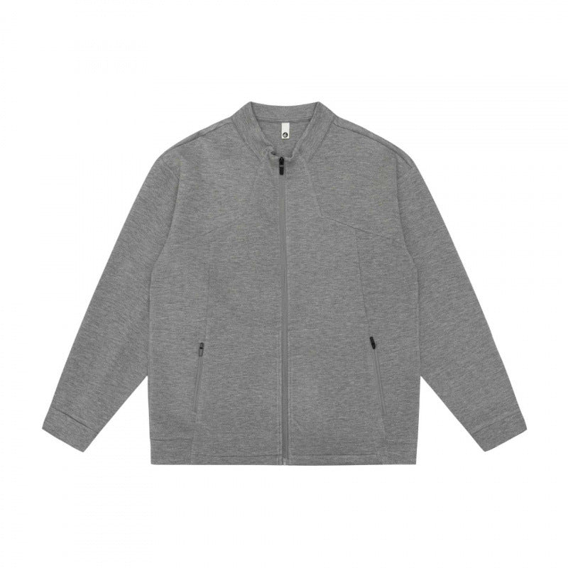 Unisex Minimalistic Oversized Zip Jacket with Stand Collar and Concealed Zipper Pockets Shop Velvia