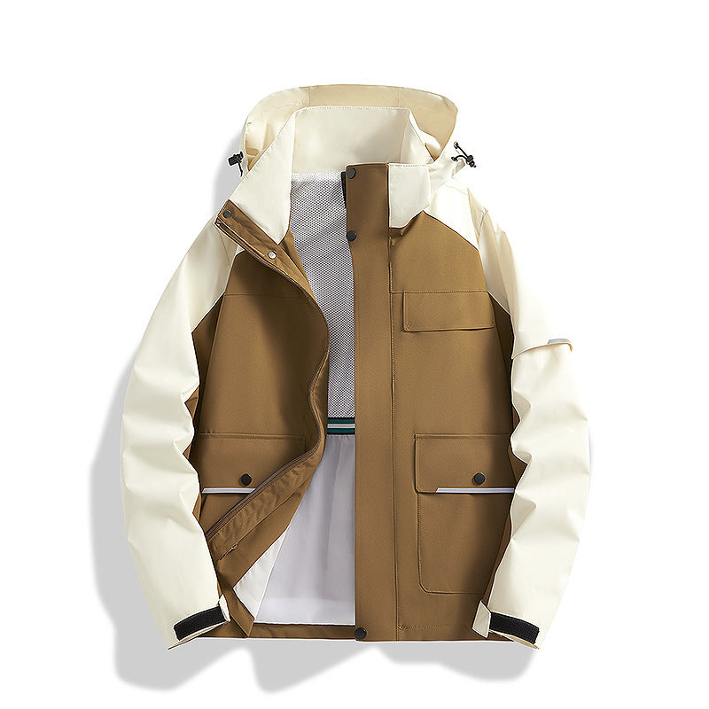Men's three-layer trekking jacket with welded seams, hood, and multifunction pockets Shop Velvia
