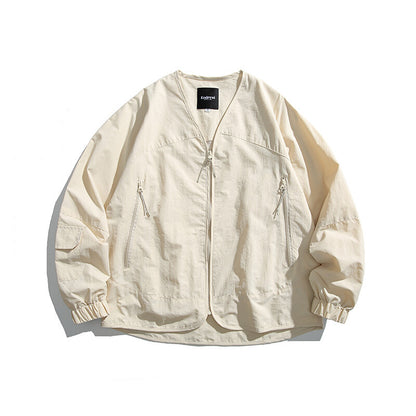 Unisex Light Oversize Over-shirt Jacket made of technical Nylon mix with V-neck and zippered pockets Shop Velvia