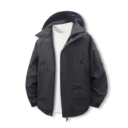 Men's Wind and Water Resistant Softshell Utility Jacket with Hood Shop Velvia