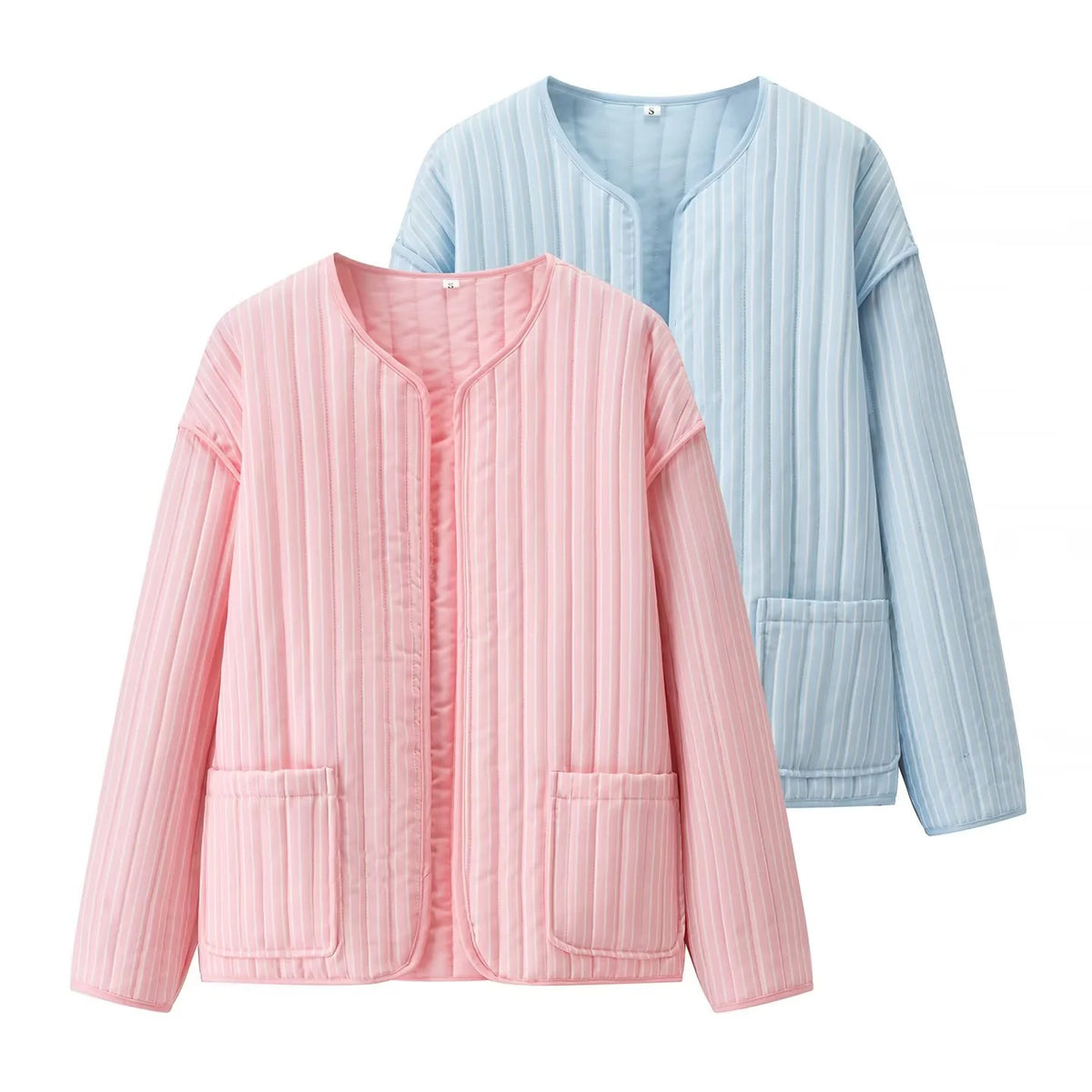 Women's Quilted Transition Jacket with Round Neckline, Light Padding and Patch Pockets Shop Velvia