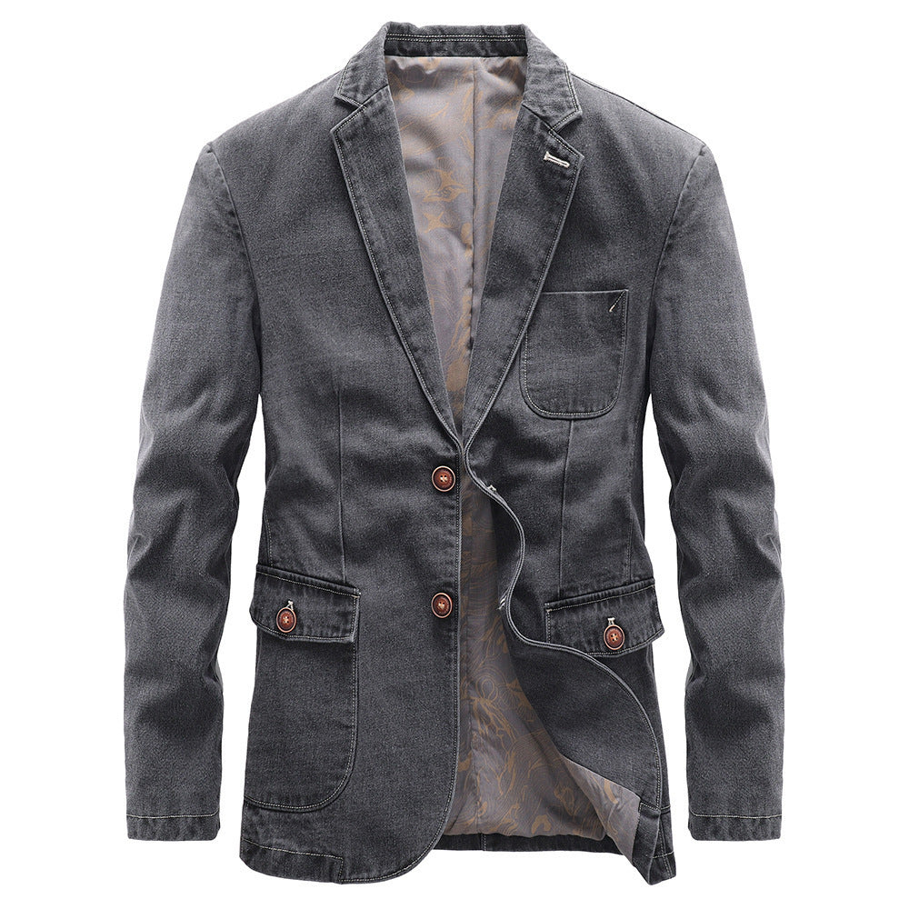 Men's Light Denim Blazer with Patches Shop Velvia