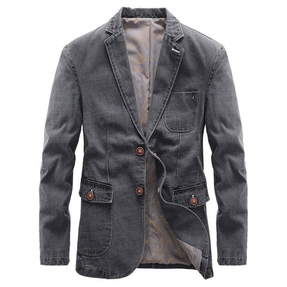 Men's Light Denim Blazer with Patches Shop Velvia