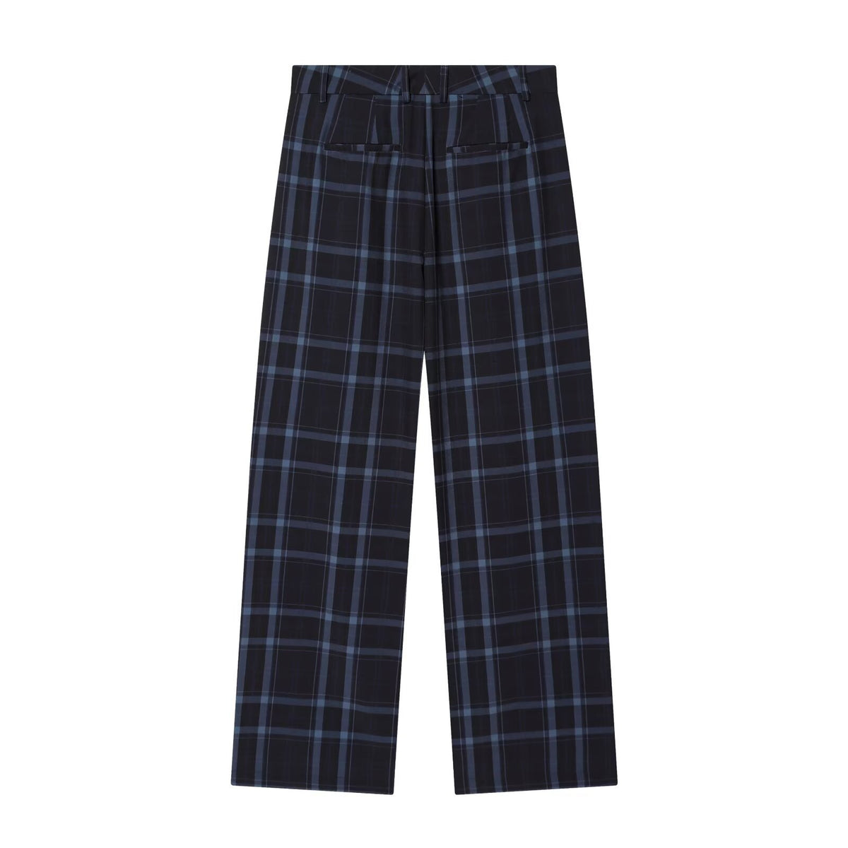 Women's high-waisted checked trousers with wide leg, crease and belt loops Shop Velvia