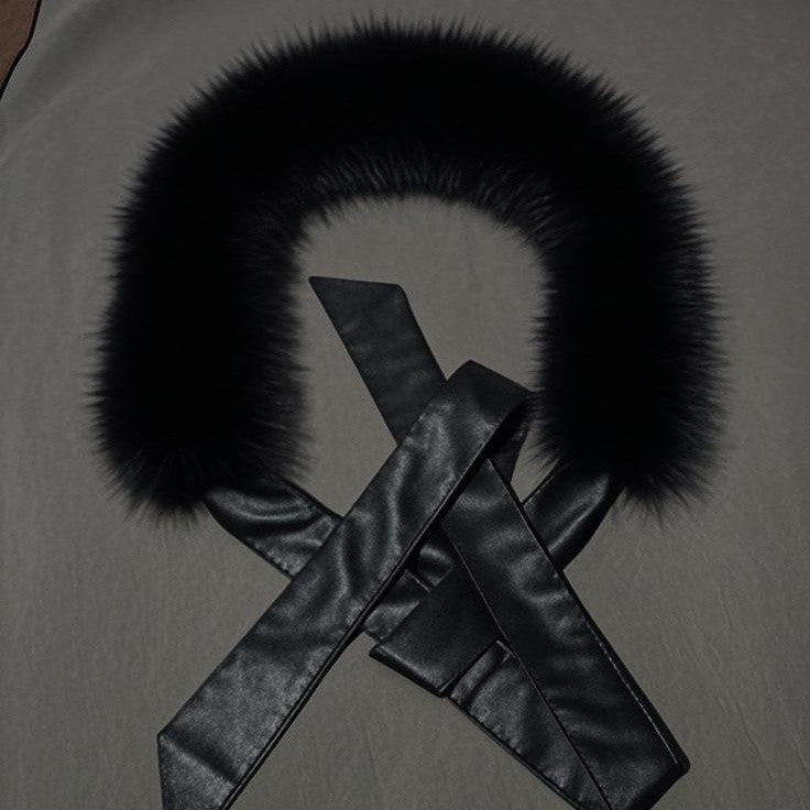 Women Removable Faux Fur Collar with Faux Leather Ties Shop Velvia