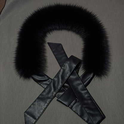 Women Removable Faux Fur Collar with Faux Leather Ties Shop Velvia