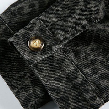 Men's Loose Boxy Jacket with Leopard Print, Full Zip and Elastic Hem Shop Velvia
