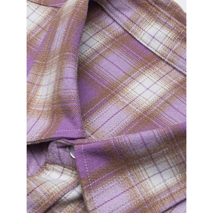 Women Oversized Check Shirt with Longline Cut, Chest Pocket and Rounded Hem Shop Velvia