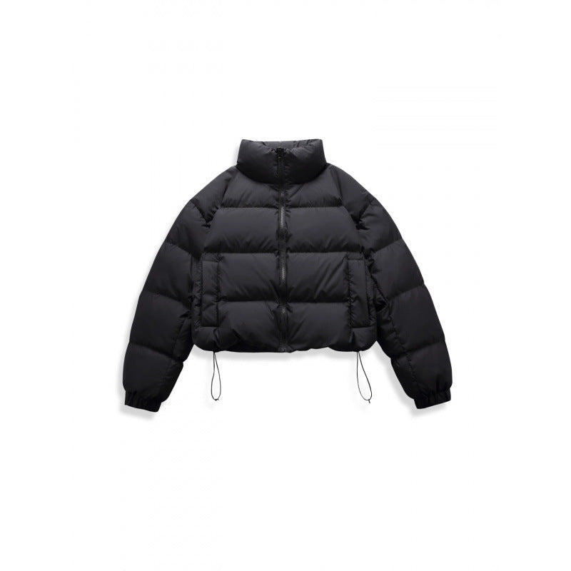 Women's short quilted winter jacket in cropped style with high stand-up collar Shop Velvia