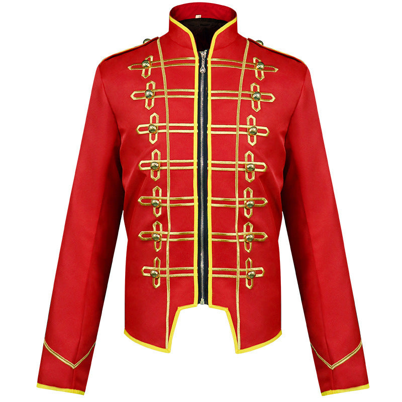 Men's nan military parade jacket with decorative cords and stand-up collar Shop Velvia